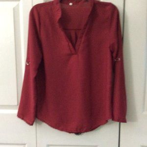 Cranberry pullover blouse with LS  Large